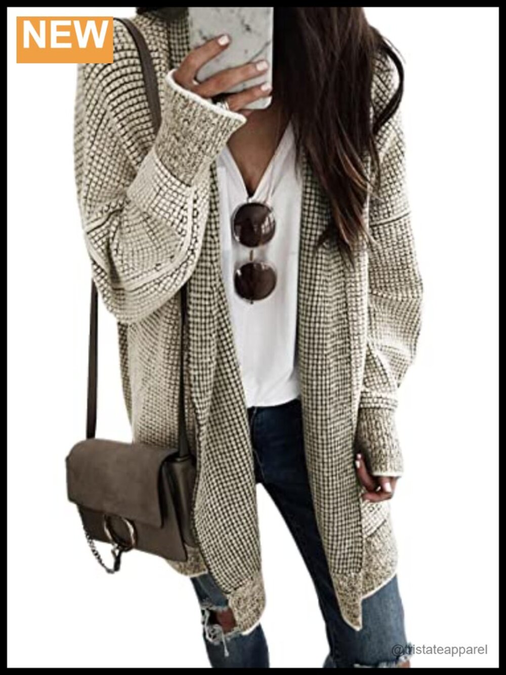 Oversized Batwing Sleeve Open Front Knit Cardigan Sweater